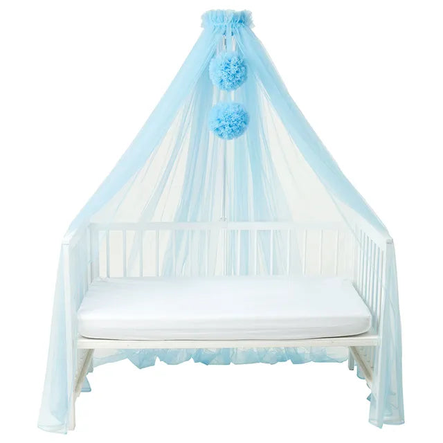 Crib Canopy - Pompom Blue